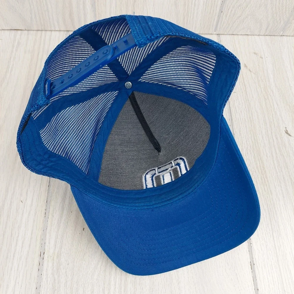 Travis Mathew Golf‎ Trucker Hat Mens OSFA Blue Pineapple Print Snapback Mesh Cap
